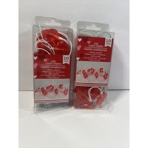 Valentine's LED String Lights 3 ft Battery Indoor Use 2 Pk ~ Heart String Lights